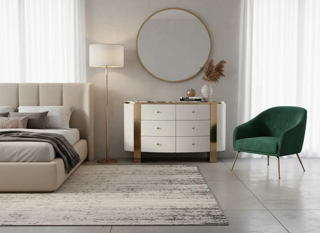 Komoda Stilig ST920 140 cm biela/zlatá/mramor