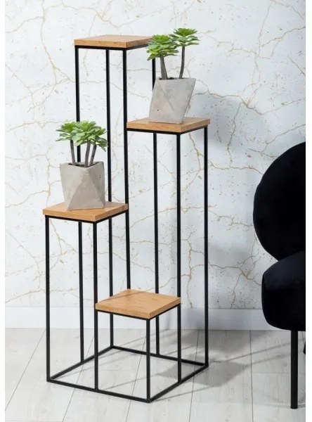 Stojan na kvety 110x40 cm čierna/hnedá