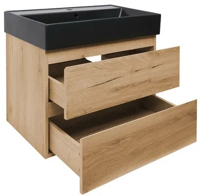 Kúpeľňová skrinka 2 zásuvky s umývadlom SAT B-Way 79x50x45 cm dub matný BWAY280OAKU2BB