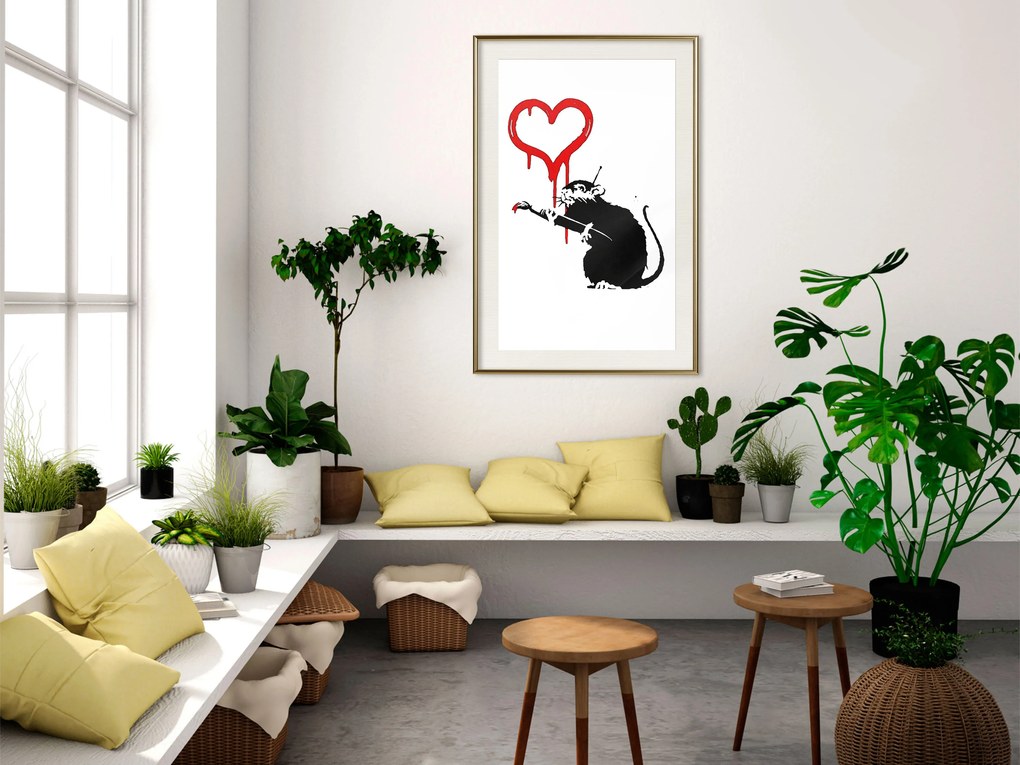 Artgeist Plagát - Love Rat [Poster] Veľkosť: 20x30, Verzia: Čierny rám s passe-partout