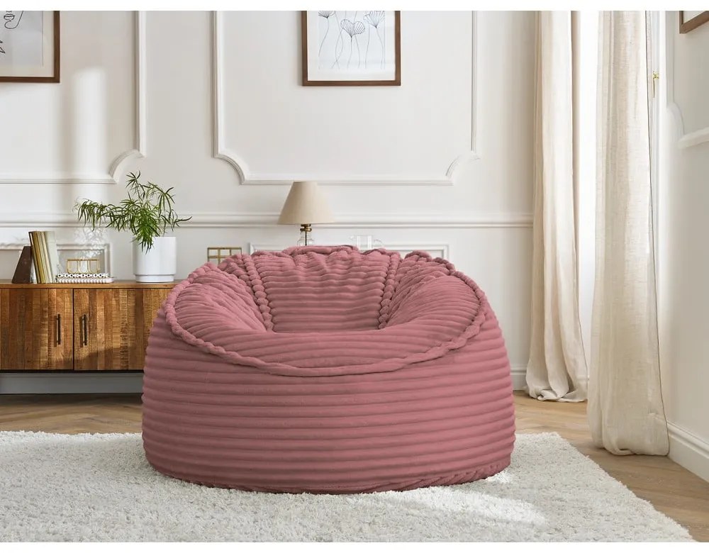 Ružový menčestrový sedací vak Socrate – Bobochic Paris