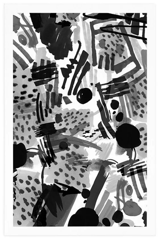 Plagát čiernobiela pop art abstrakcia - 30x45 silver