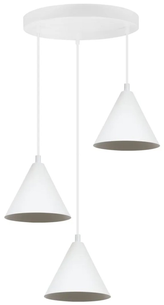 Závesné svietidlo Soho, 3x biele kovové tienidlo, (fi 14cm), o