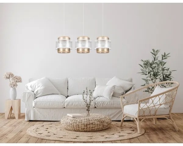 Luster na lanku GABI 3xE27/60W/230V zlatá/biela