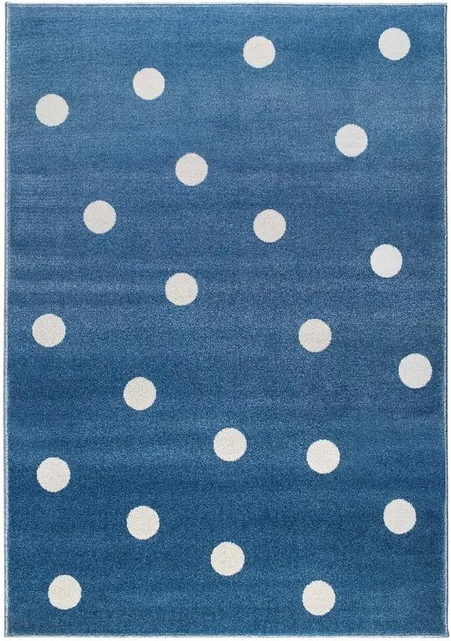 Modrý koberec s bodkami KICOTI Blue, 133 × 190 cm