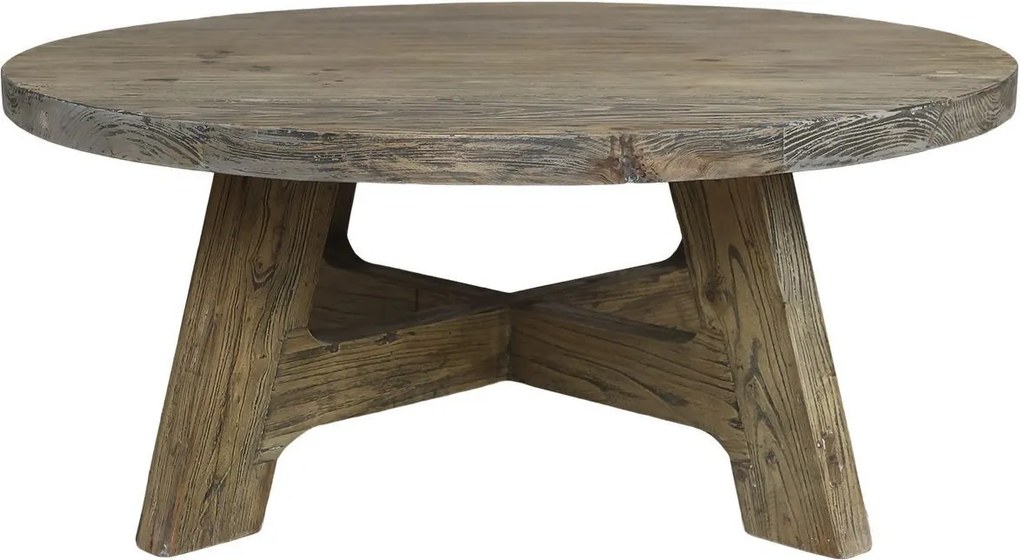 Prírodný okrúhly konferenčný stôl z recyklovaného dreva Marseille - Ø 90*38 cm
