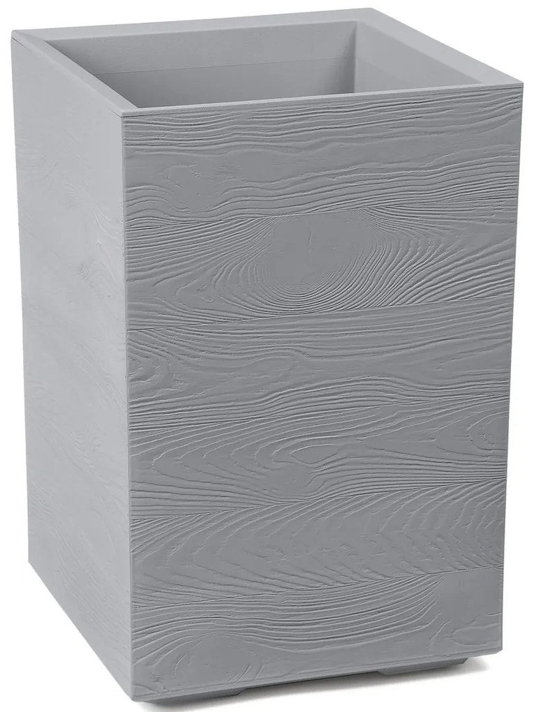 PLASTOVÝ KVETINÁČ NA KOLIESKACH BETONIQUE ECO 60X40X40 CM DREVENÝ DEKOR SIVÁ