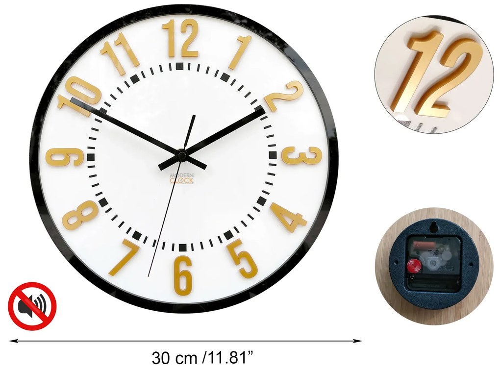 Nástenné hodiny Oskar 30 cm zlaté/čierne