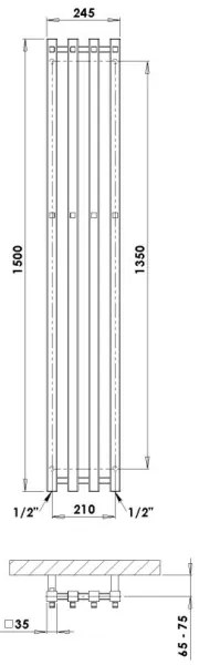 P.M.H. P2W/4 - Kúpeľňový rebríkový radiátor PLUTO 406W 150 cm biela