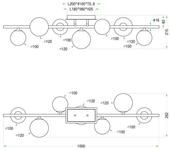 Wofi 7014-705W - LED Prisadený luster VILLA 7xG9/3W/230V čierna