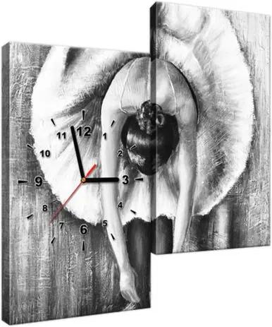 Obraz s hodinami Šedá rozcvička baletky 60x60cm ZP3680A_2J