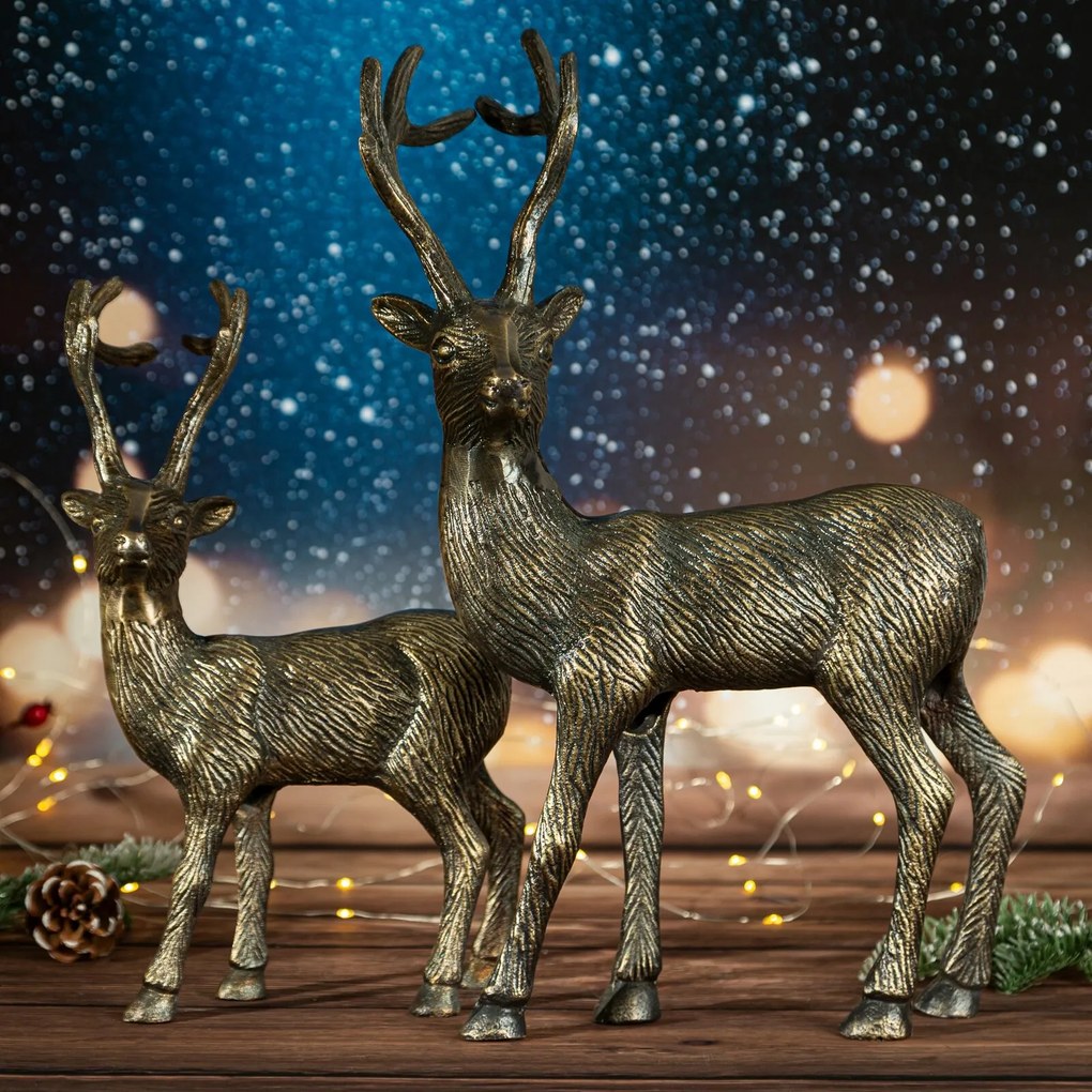 VIANOČNÁ SOŠKA DEER 31CM TMAVÁ ZLATÁ