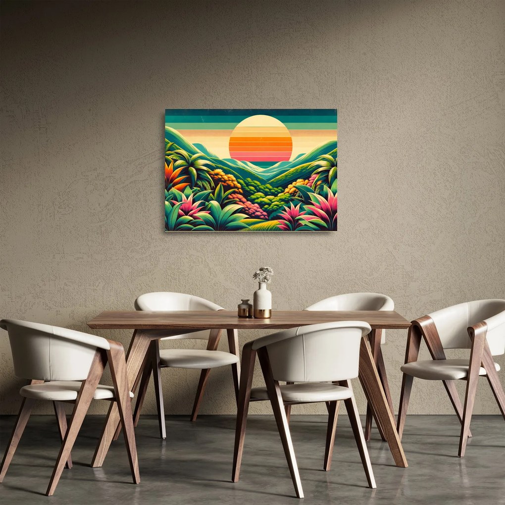 Sklenený obraz - Pestrofarebný západ slnka (70x50 cm)
