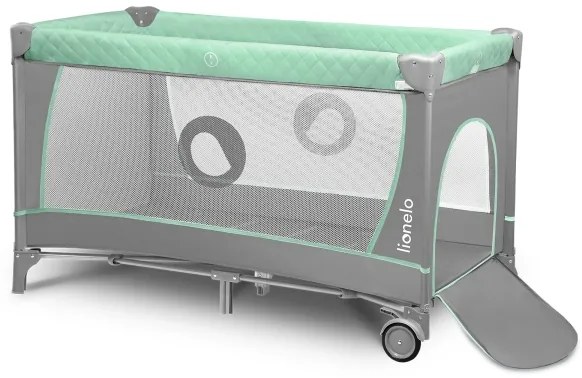 Lionelo - Cestovná postieľka FLOWER tyrkysová