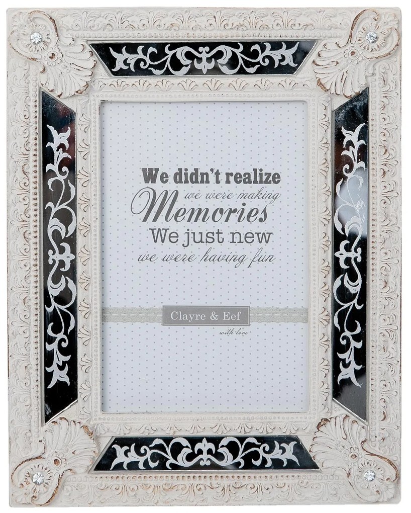 Biely fotorámček s patinou a zrkadlami - 18*1*21 cm / 10*15 cm