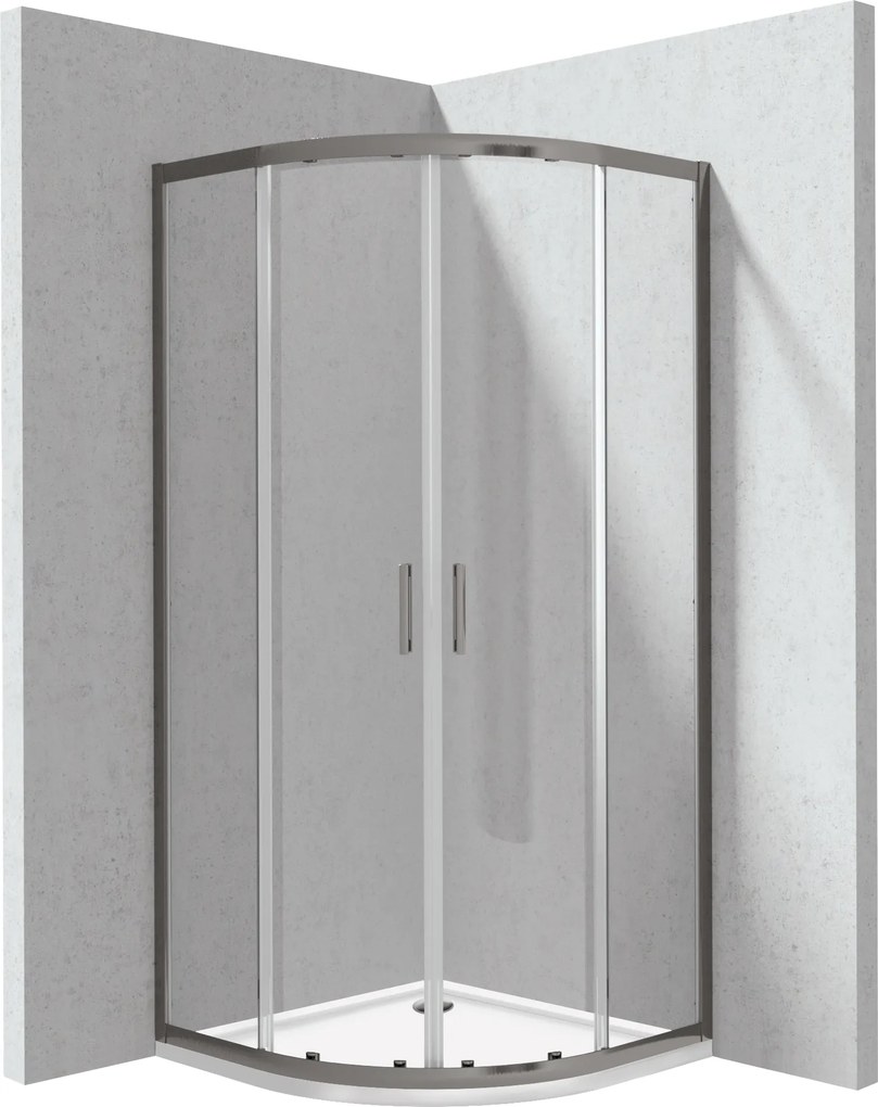 Deante Štvrťkruhový sprchovací kút Funkia Evo 90x90 cm - KYPPD099P, titán mat + sprchová vanička biela