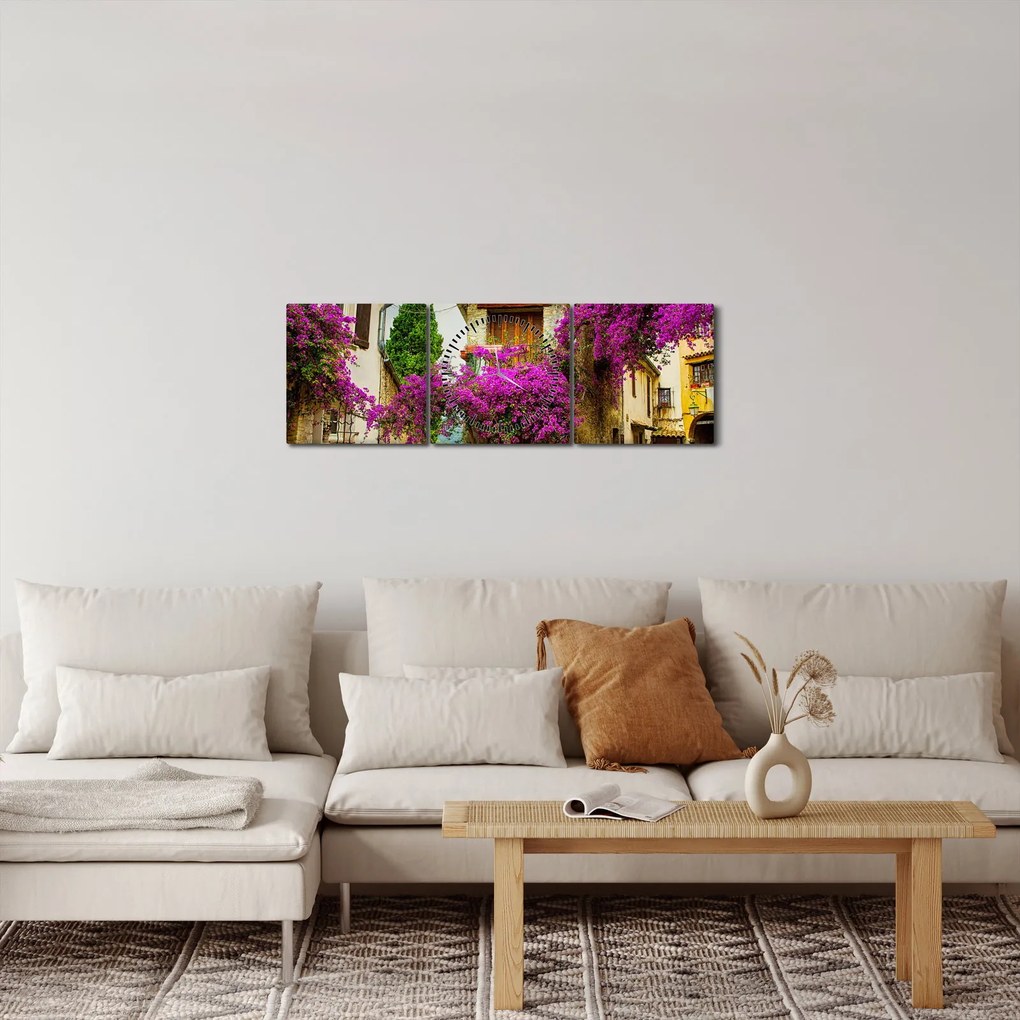 Obraz - Stredomorská lenivá ulička (s hodinami) (90x30 cm)