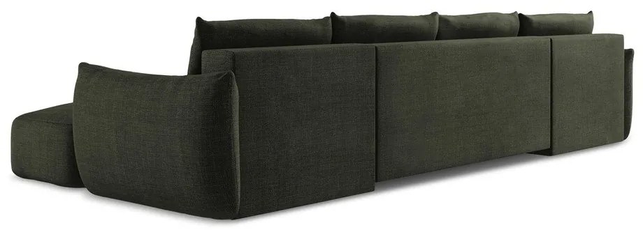 Zelená rozkladacia rohová pohovka (do tvaru "U") Leila – Makamii