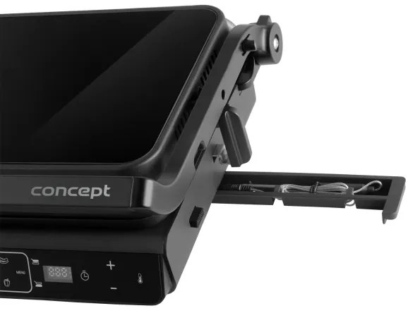 Concept ge3600 - Kontaktný gril s teplotnou sondou GLASS 2000W/230V čierny