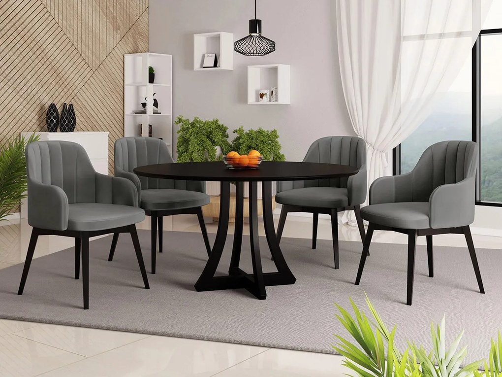 Čalúnené kreslo ST105, Dostupné poťahy: Magic Velvet 2216, Farby: čierna