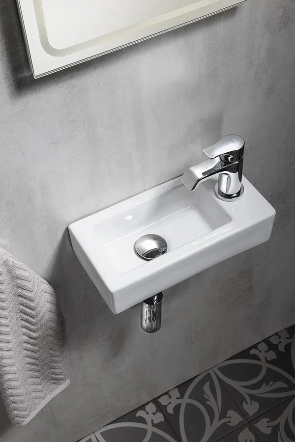 Sapho Sapho, ZOE keramické umývadlo 37x9x19 cm pravé, biela, AR495