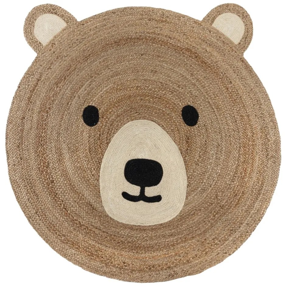 Jutový detský koberec v prírodnej farbe 100x100 cm Bertie Bear – Flair Rugs