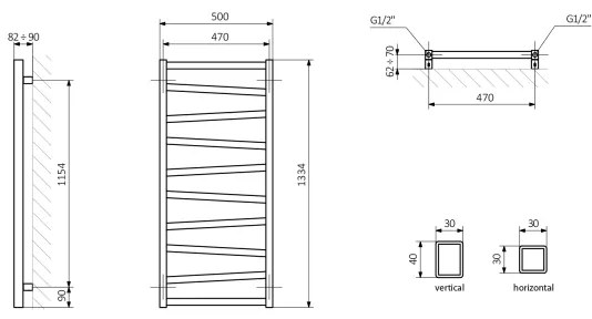 Sapho - Kúpeľňový radiátor ZIG 490 W/230 V 50 x 133 cm biely