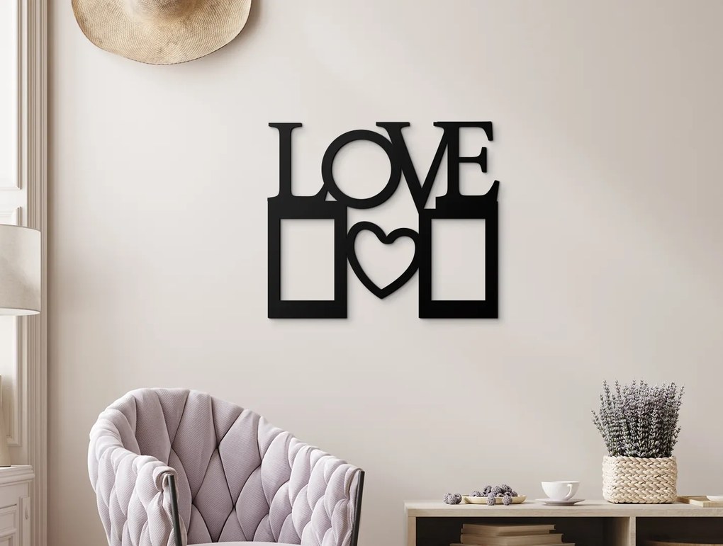drevko Drevený fotorámik Love so srdiečkom Farba dekorácie: Čierna