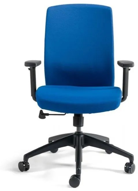Kancelárska otočná stolička J2 Eco — látka, čierna / modrá S podhlavníkom