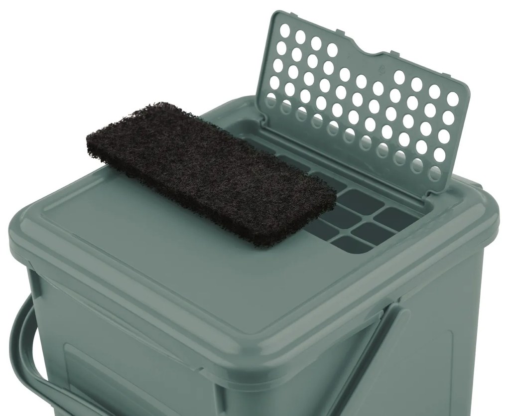 Odpadkový kôš s FILTROM, na bio odpad, Kompostér BIO, matne zelený, 9l