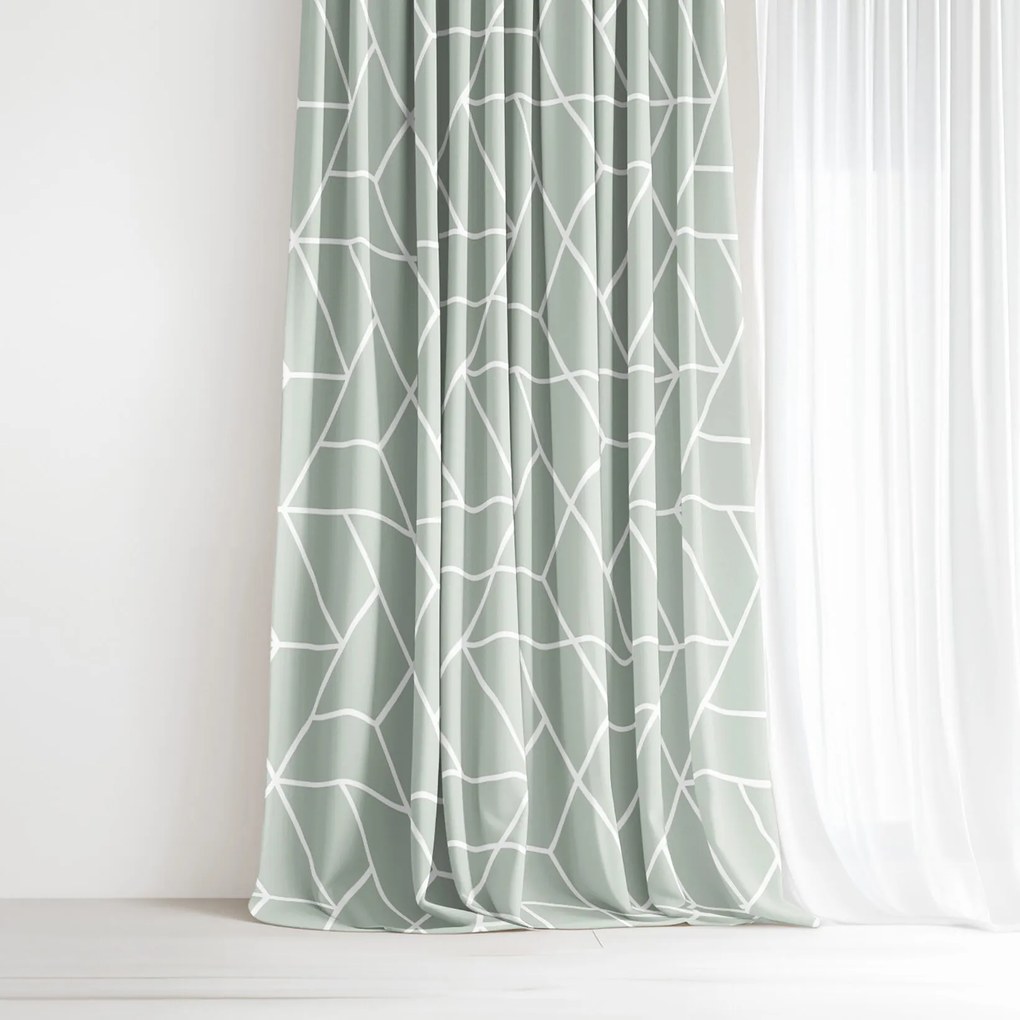 Goldea bavlnený záves - mozaika na šalviovom 180x150 cm