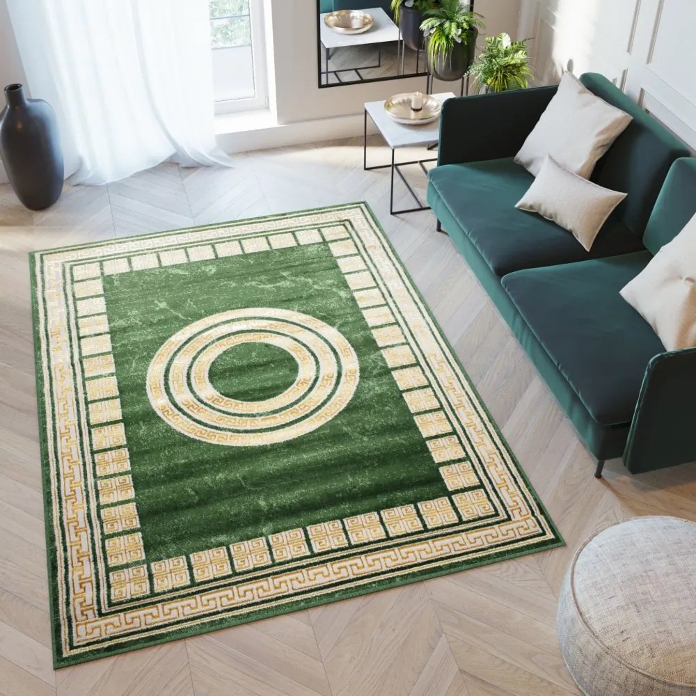 Zaujímavý zelený koberec s geometrickými vzormi Šírka: 140 cm | Dĺžka: 200 cm