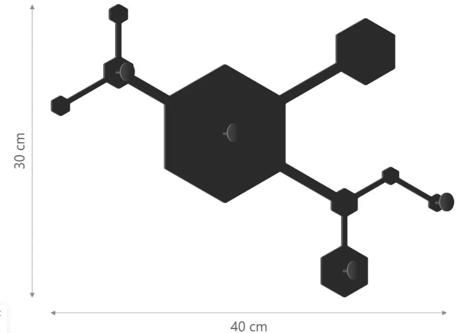 Vešiak na stenu do chodby MOLEKULA čierna