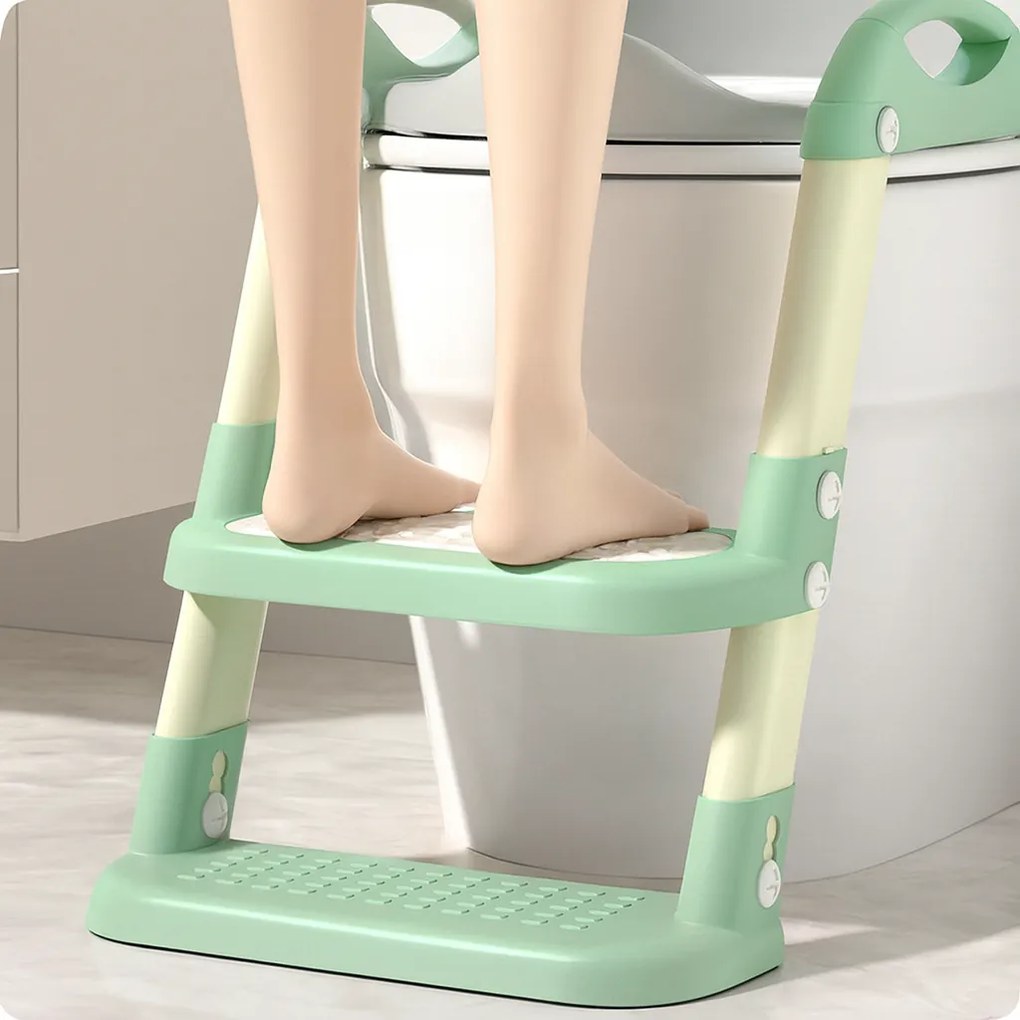 Detské schodíky 02 s nástavcom na WC zelené