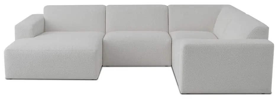 Biela rohová pohovka z textílie buklé (do "U") Roxy – Scandic