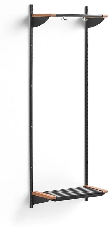 Vešiaková stena JEPPE s hornou policou, základná sekcia, 1790x600x310 mm, tmavošedá/dub