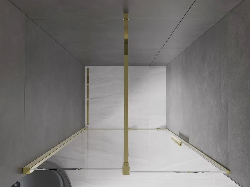 Mexen Velar, posuvné dvere do otvoru 100x200 cm, 8mm číre sklo, zlatá lesklá, 871-100-000-01-50