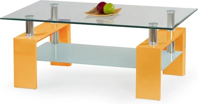 HALMAR Diana sklenený konferenčný stolík oranžový lesk / priehľadná / mliečna