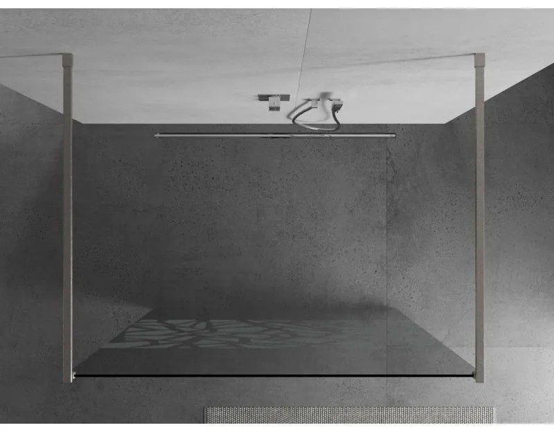Mexen Kioto, sprchová zástena Walk-In 100 x 200 cm, 8mm číre sklo biely vzor, brúsená oceľ profil, 800-100-002-97-85