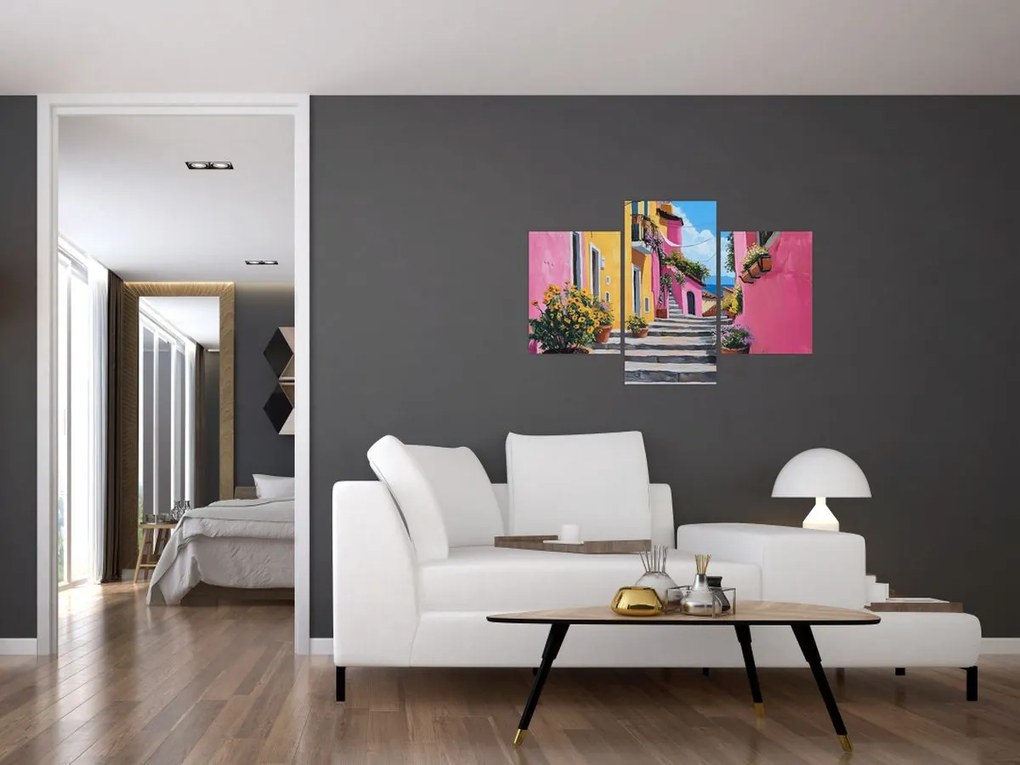 Obraz - Ružová ulička (90x60 cm)