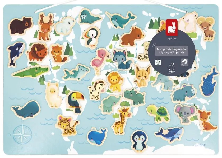 Magnetická mapa sveta - Kde žijú zvieratká - 40 ks