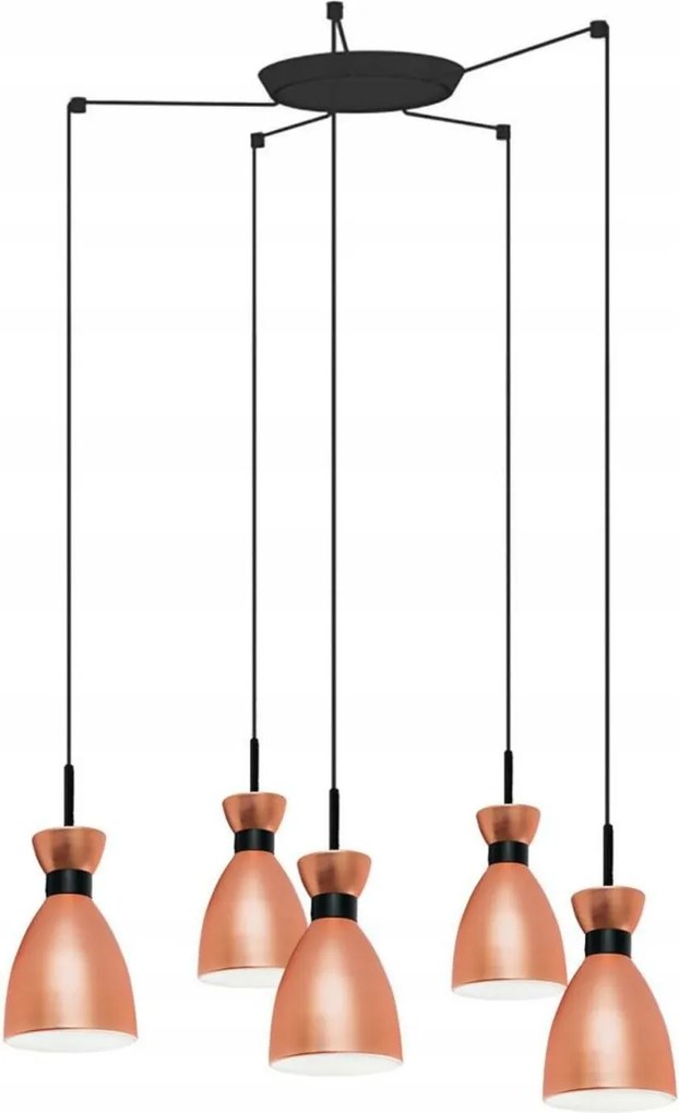 Závesné svietidlo Faro Retro 5L meď, 5x E14, nastaviteľná dĺžka, oceľ