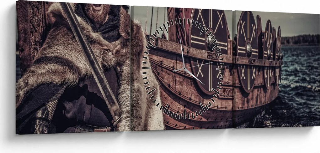 Obraz - Viking (s hodinami) (90x30 cm)