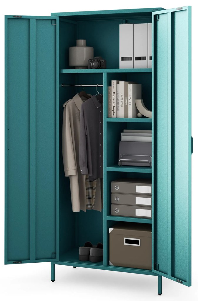 Šatníková skriňa FLAVIO, 800 x 1850 x 450 mm, Modern: morská farba
