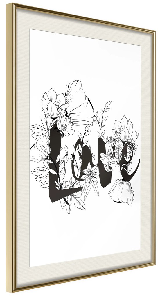 Artgeist Plagát - Love With Flowers [Poster] Veľkosť: 20x30, Verzia: Zlatý rám s passe-partout