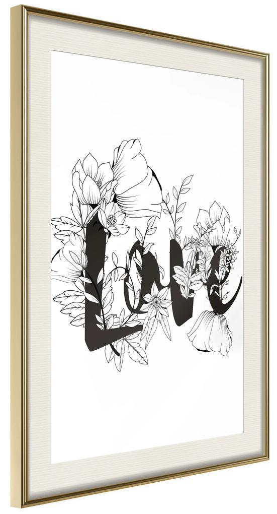 Artgeist Plagát - Love With Flowers [Poster] Veľkosť: 40x60, Verzia: Zlatý rám