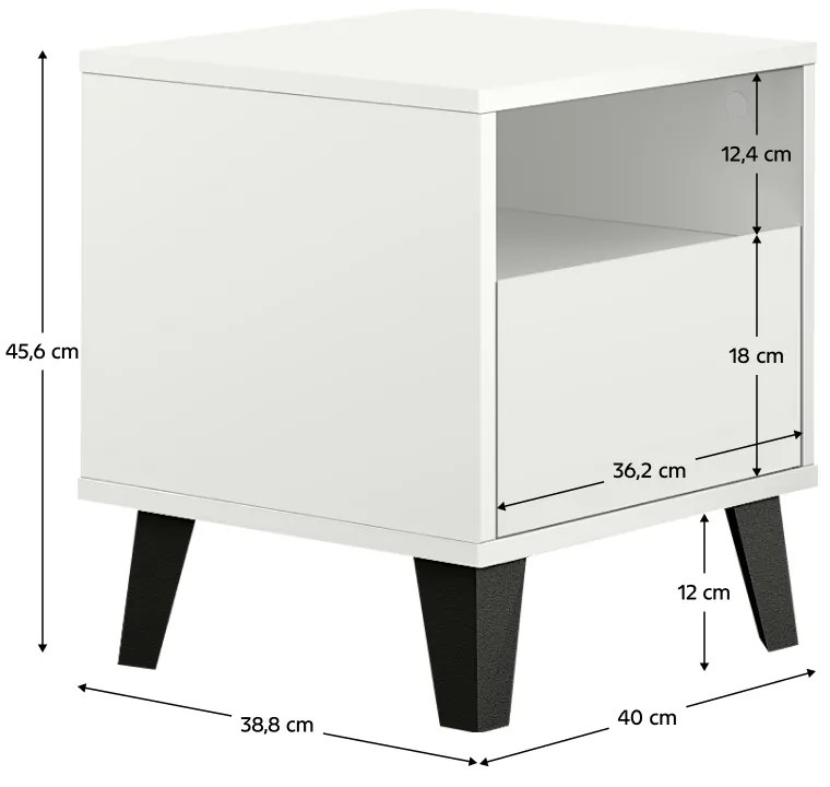 Nočný stolík BOGAN 1S, biela