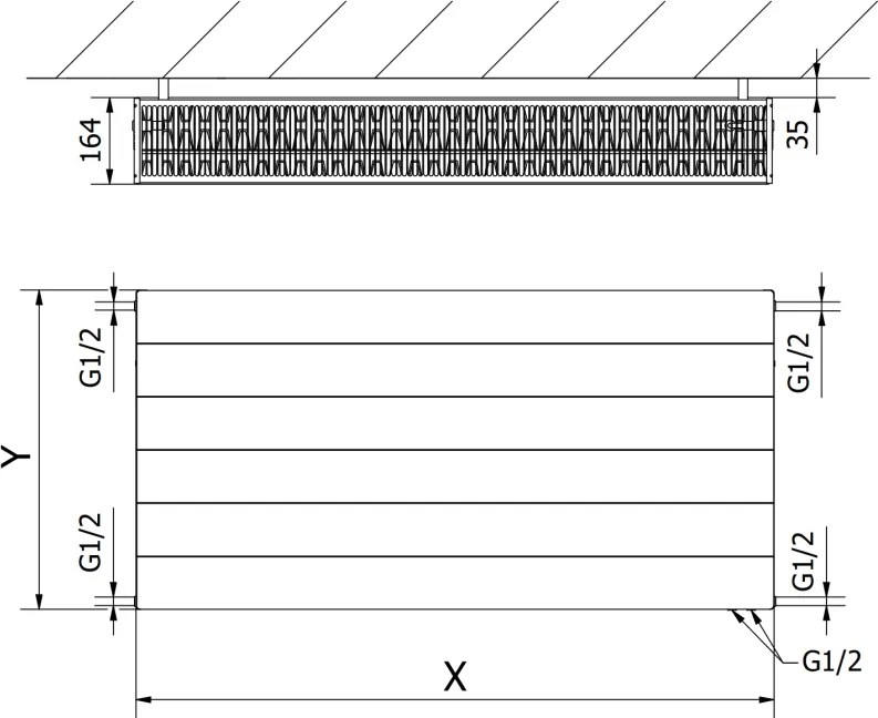 Mexen, Mexen Line CVL33 panelový radiátor 600 x 1300 mm, spodné pripojenie, 2861 W, biely - W633L-060-130-00