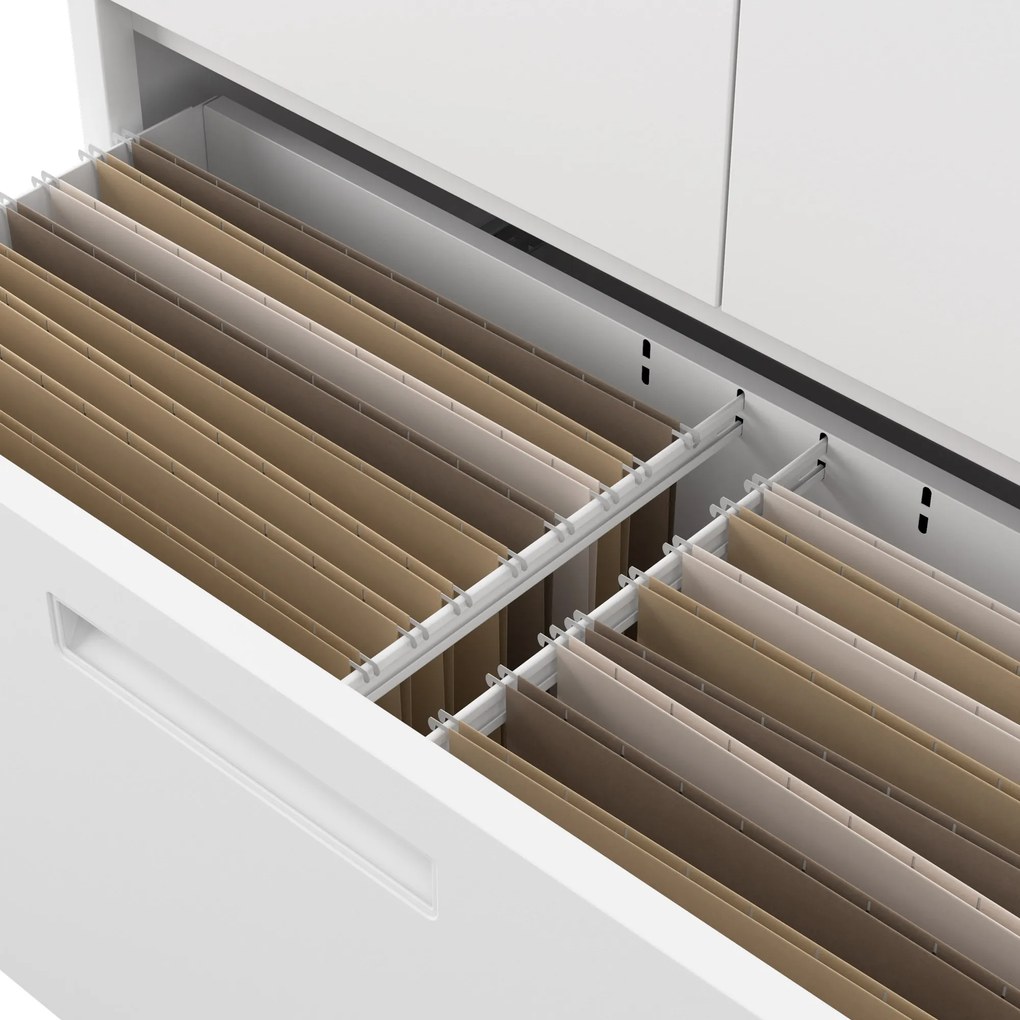 Modulárna kovová multifunkčná skriňa s vysokou zásuvkou biela MEGAN 1950 x 900 x 400 mm