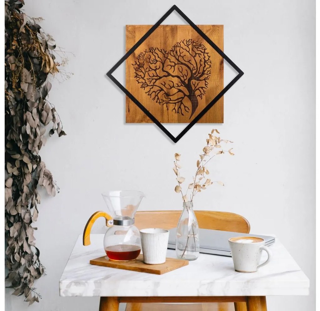 Asir Nástenná dekorácia 54x54 cm strom drevo/kov AS1629
